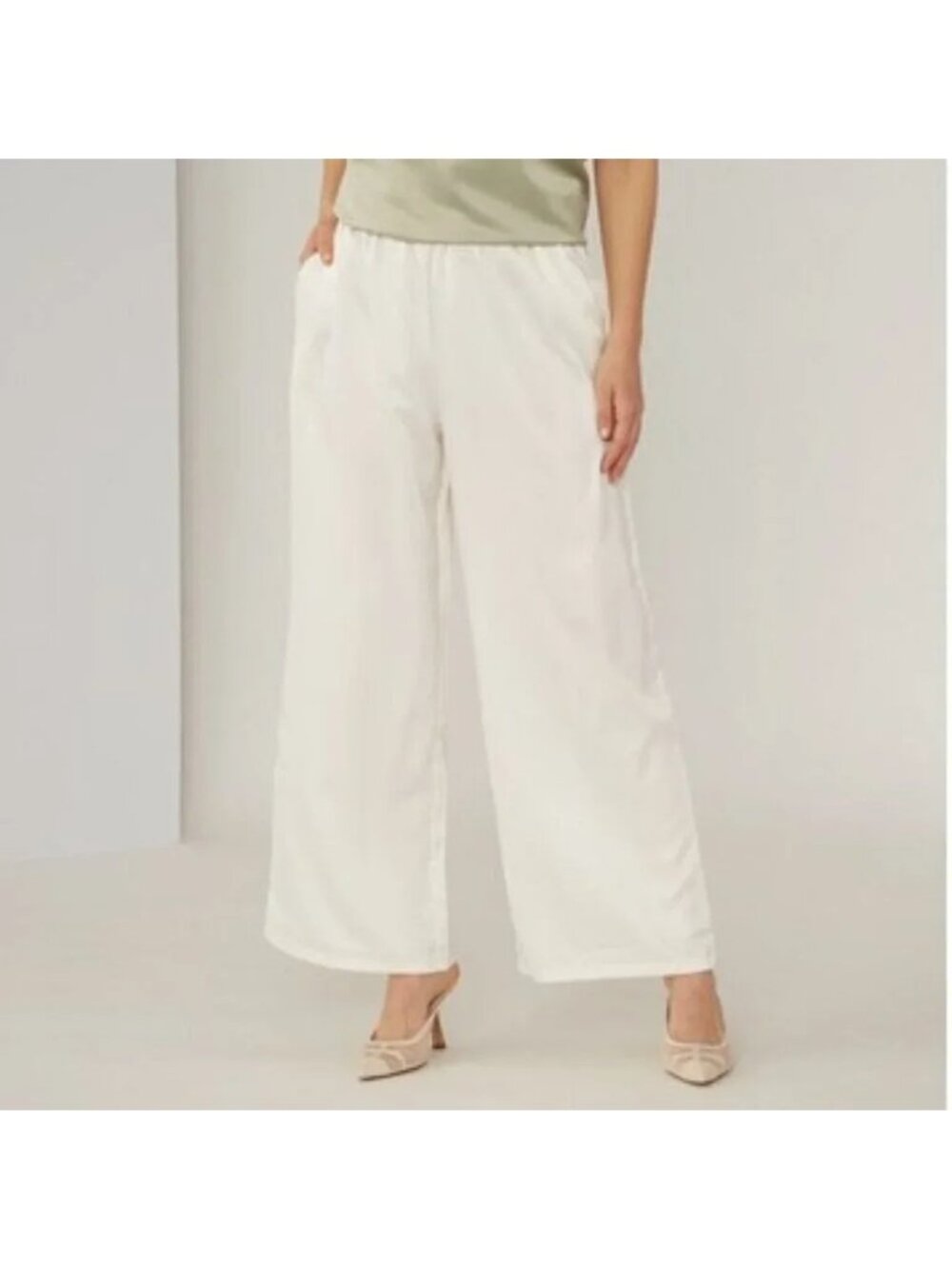NEW Celestial Blue Satin Palazzo Pull-On Pants - 2X